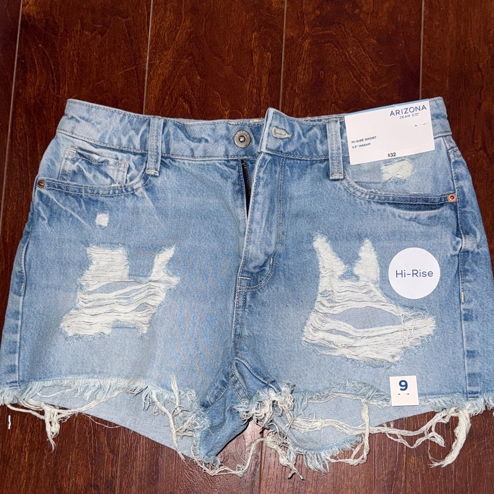 Arizona Jean Company Women's Light Blue Distressed Jean Shorts